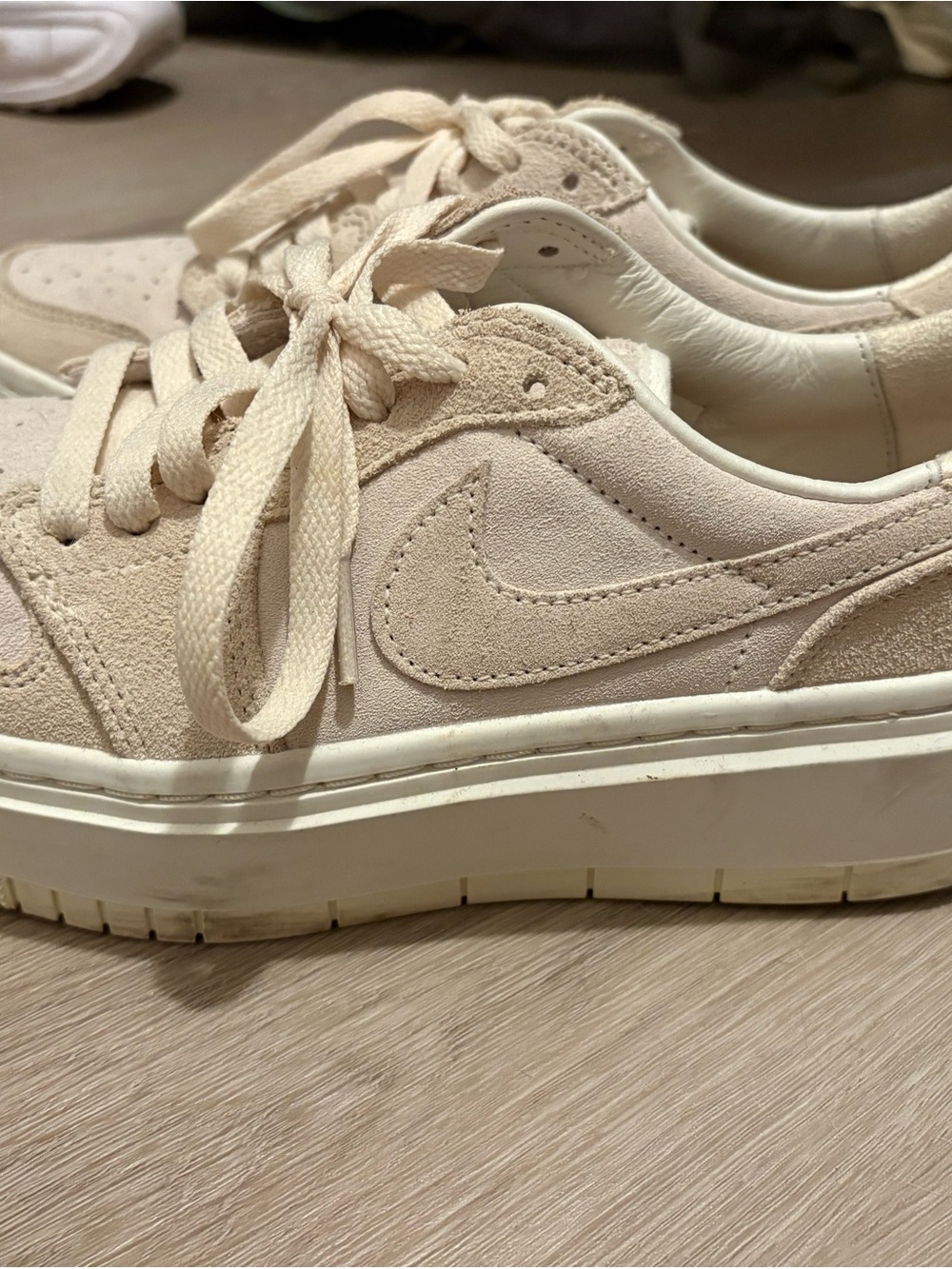 Nike Women’s Beige Suede Platform Sneakers